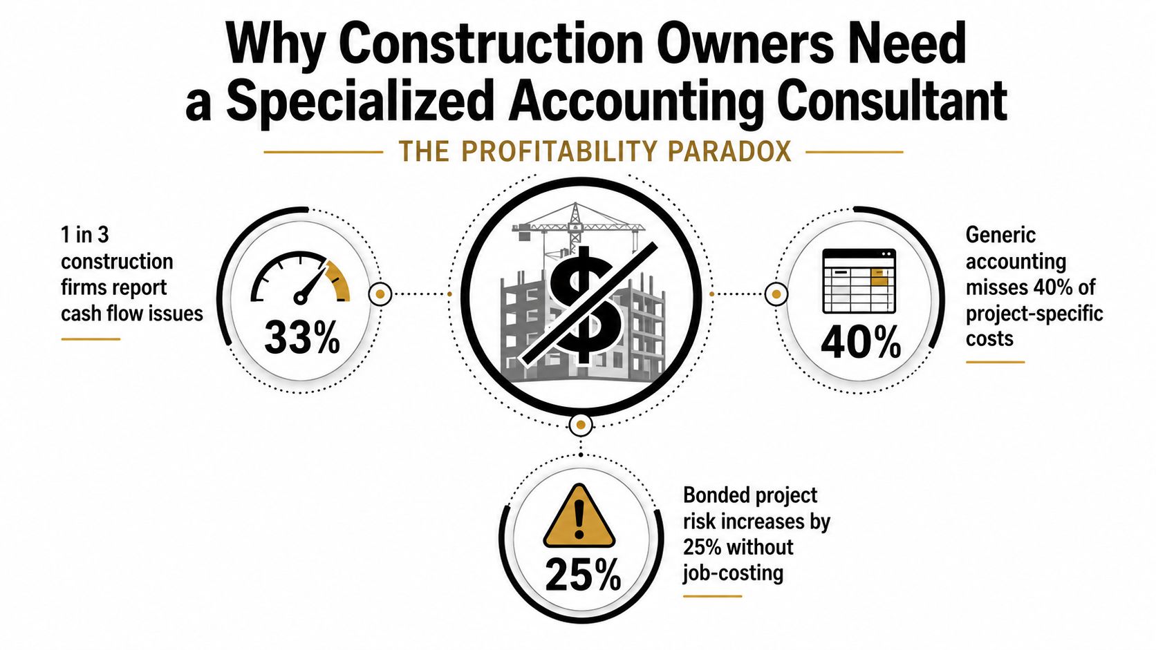 Construction Accounting Consultant: A Practical Guide 1 An infographic showing statistics on why construction companies need specialized accounting consultants to manage project costs effectively.