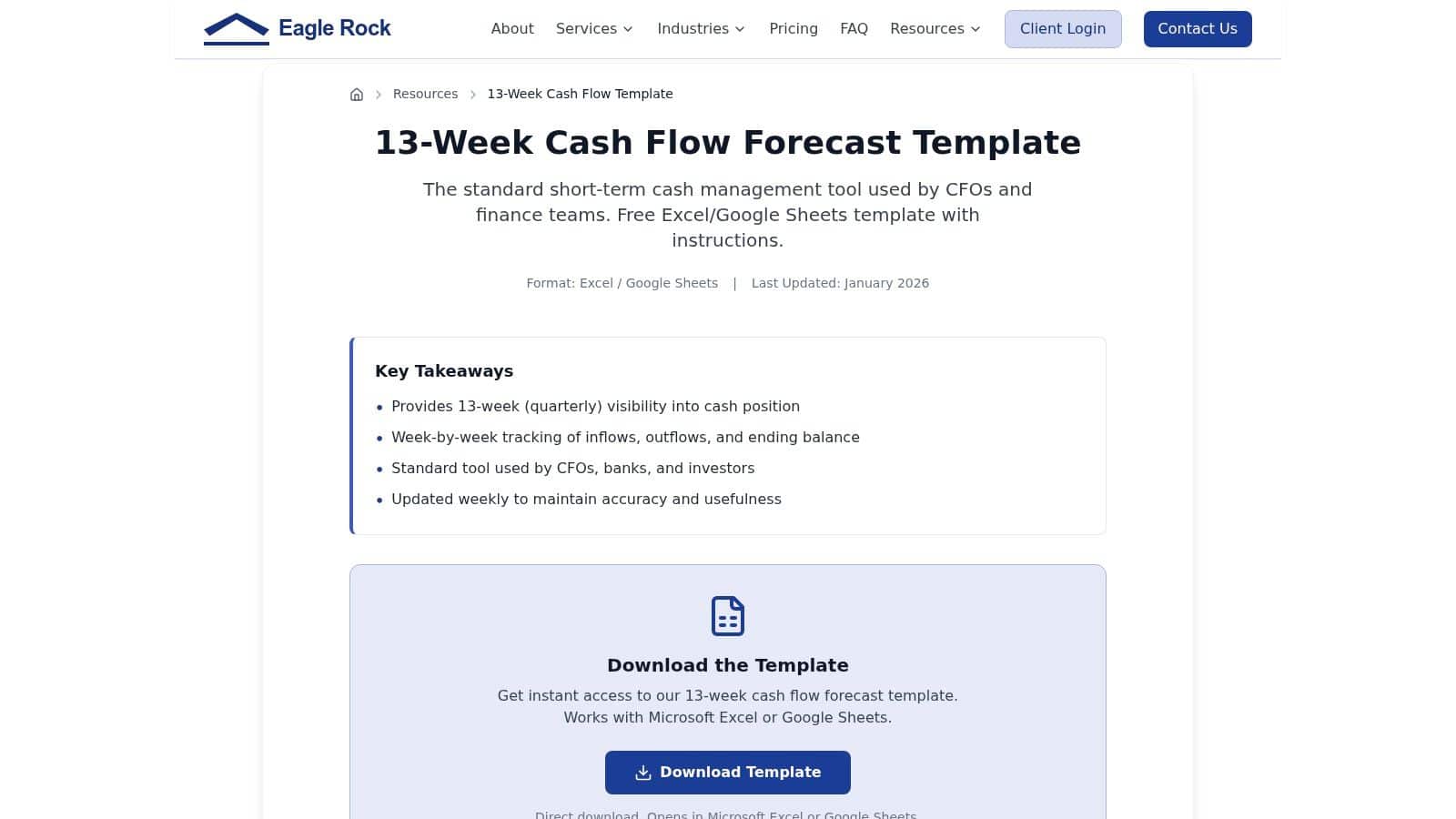 13 Week Cash Flow Template: 10 Options Compared for 2026 3 Eagle Rock CFO